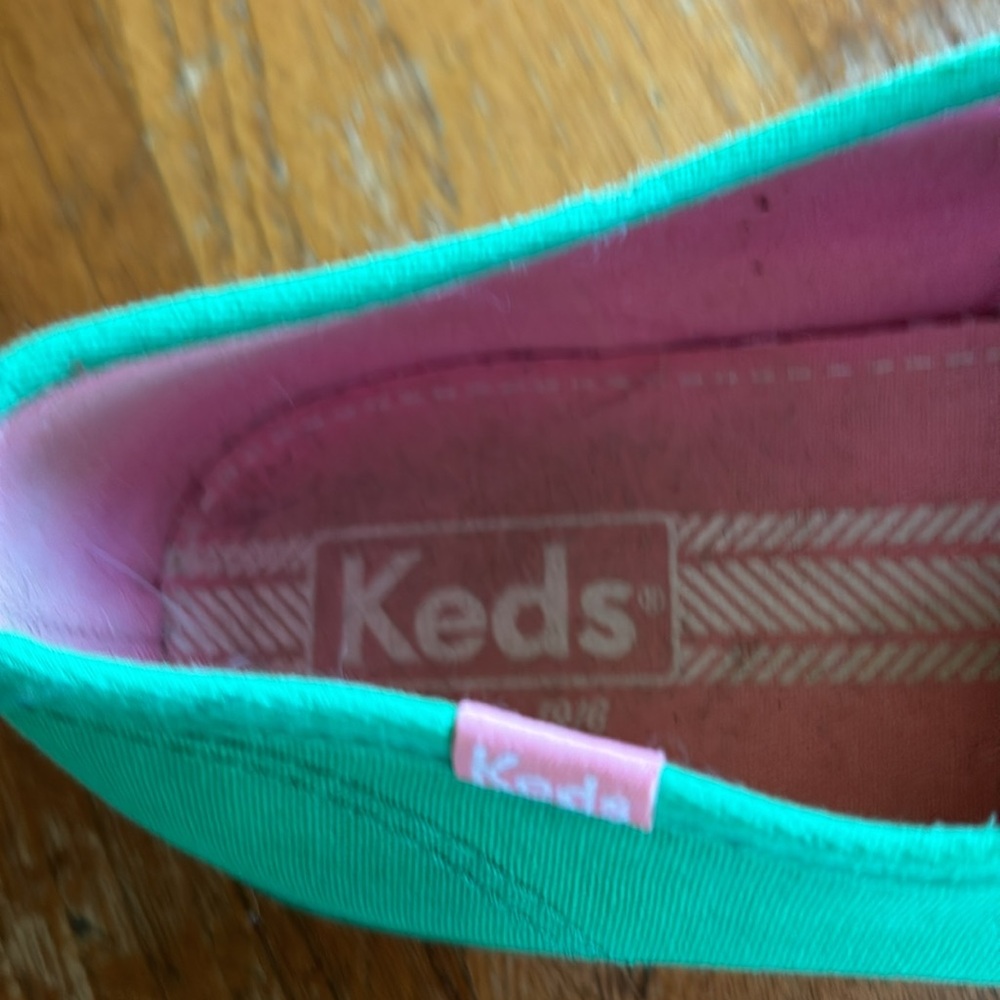 Keds women’s size 9.5 bright green & gingham laces champion oxford tennis shoes - Picture 3 of 11